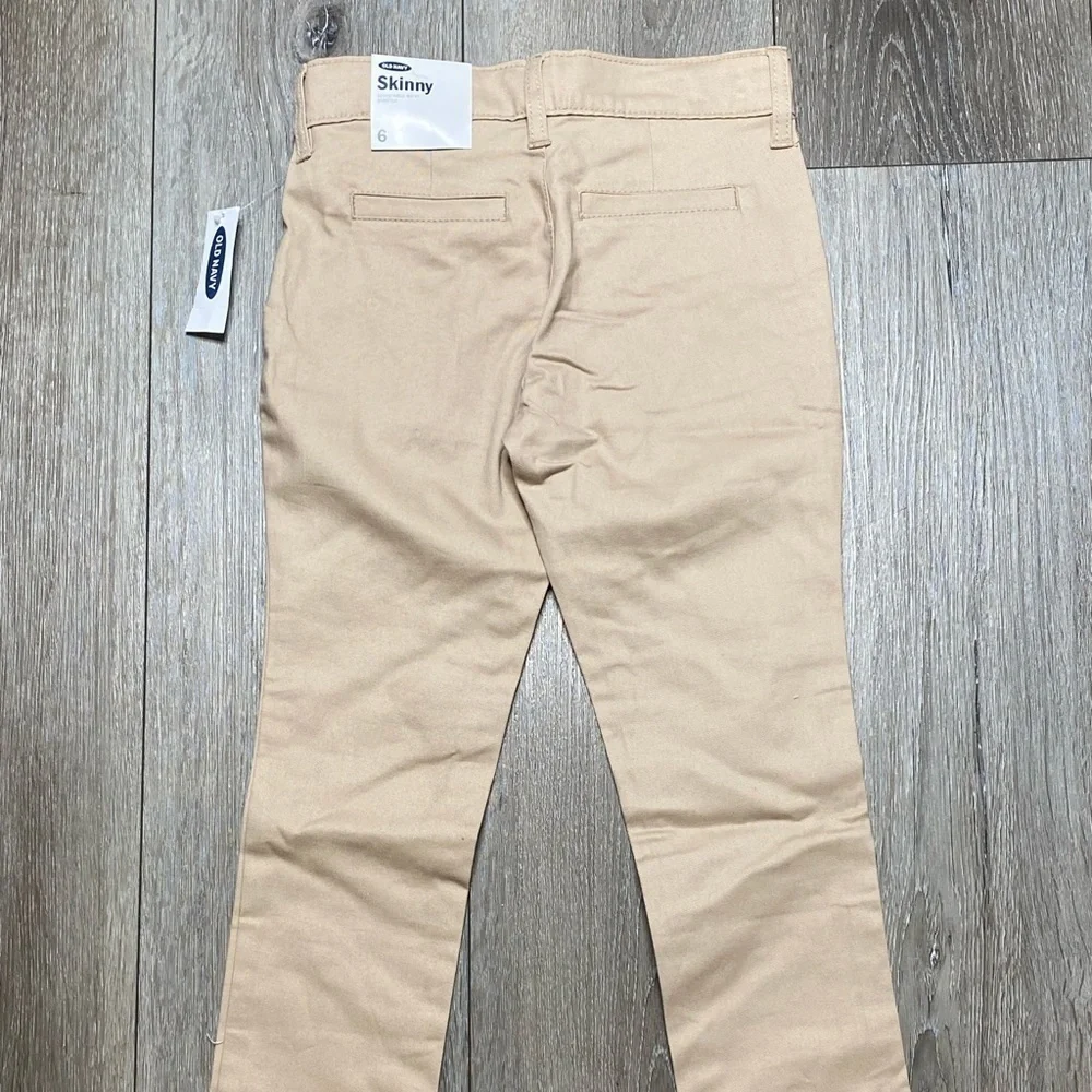 Old Navy Girl School Uniform Kaki Stretch Skinny Adjustable Waist Pants Size 6